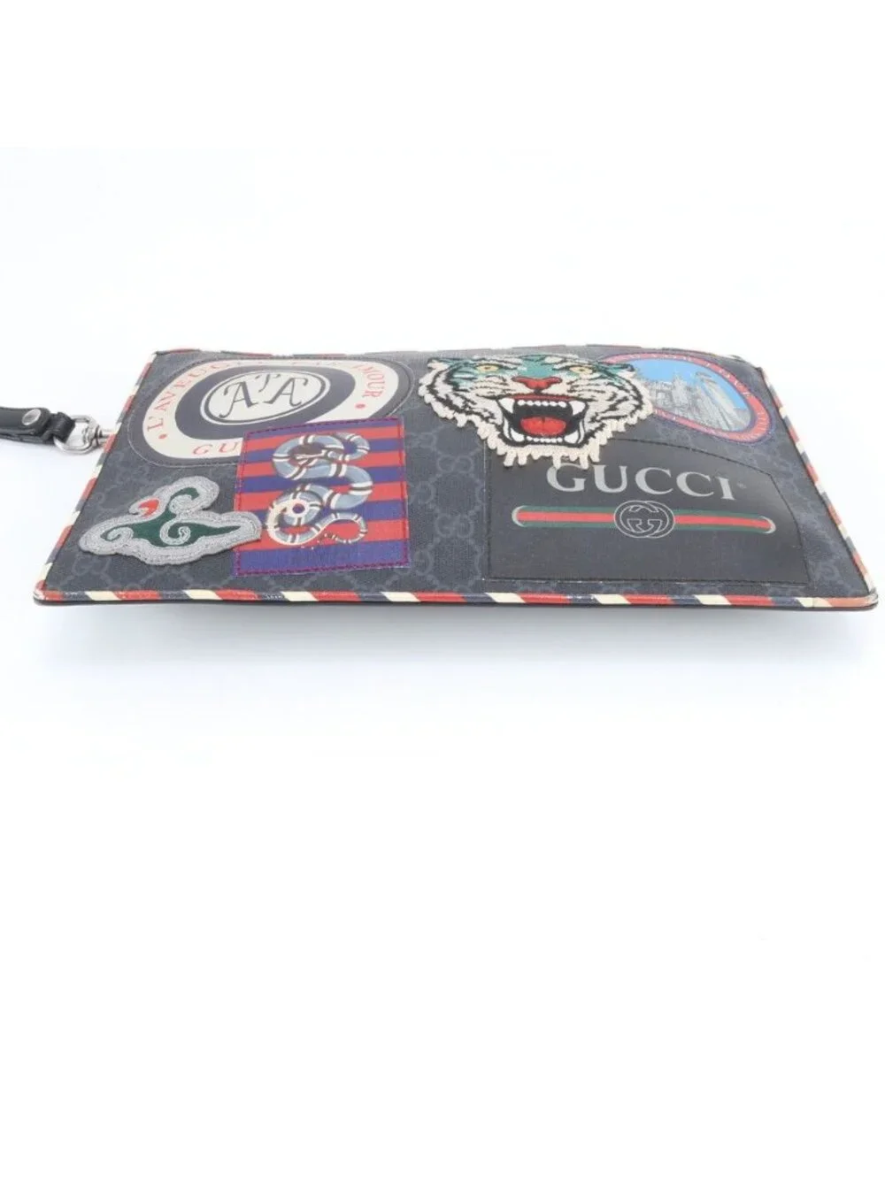 Gucci GG Supreme Night Courier Leather Clutch Pouch Business